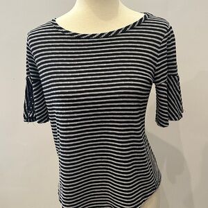 Jane and Delancey Black and White Striped Short Sleeve Top